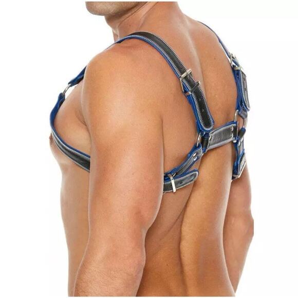 🦋B2G1🦋SHOTS-UOMO Genuine Leather Z Series D-Ring Bulldog Chest Harness | L/XL | - Picture 2 of 8